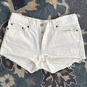 Levi White Denim Women Shorts